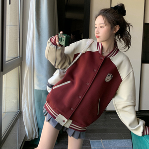 296A【新款现货】2023款拼色减龄美式复古棒球服外套2333P140K198图片