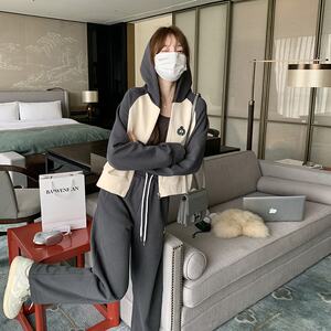 296A【秋季新款】2023撞色休闲减龄卫衣套装2343-P165-K218图片