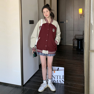 296A【秋装新款】2023款拼色减龄美式复古棒球服外套2333P140K198图片