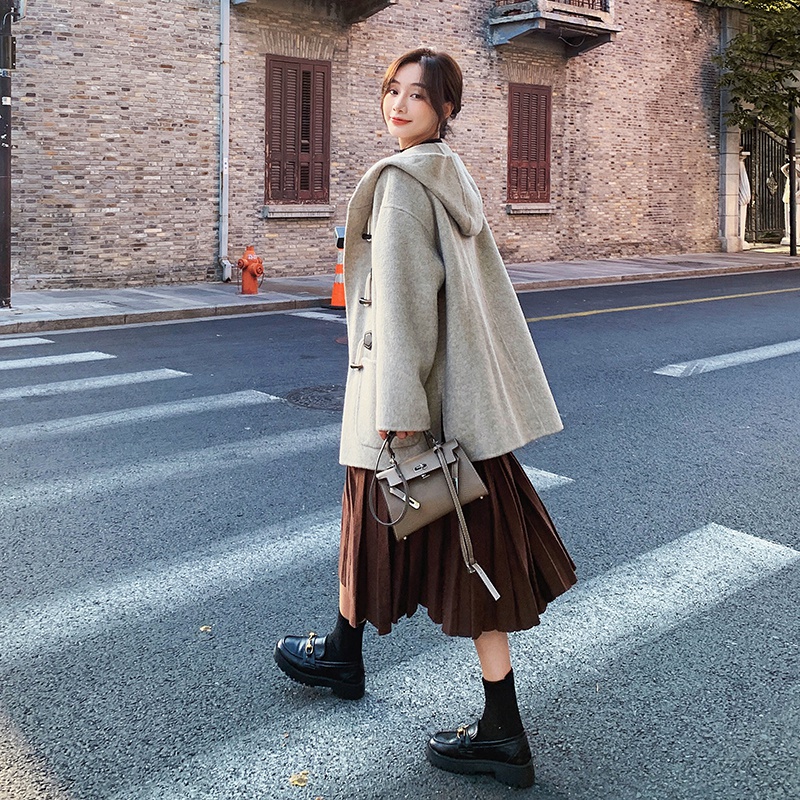 【暖冬新款现货】2022秋冬牛角扣连帽毛衣外套2288-P175K258，女装毛呢外套，浙宝296A