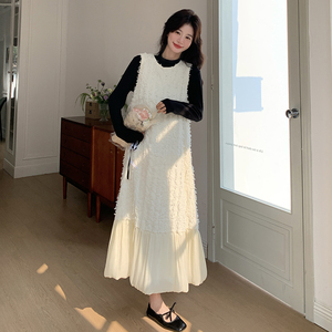 【现货】温柔风拼接背心裙黑色T恤两件套296A-8135-p165-k248
