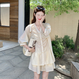 【26新款现货】夏日防晒休闲衬衫短裤套装2B130-2605-P160-K268，女装套装/套裙，浙宝296A