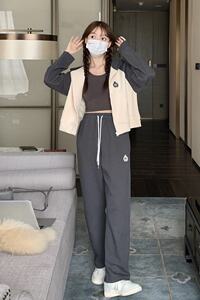 296A【秋季新款】2023撞色休闲减龄卫衣套装2343-P165-K218图片