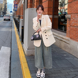 296A【2023秋装新款】白色西装外套减龄百搭23803P125K178，女装西装，浙宝296A