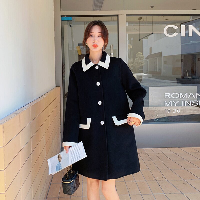 【新款现货】2023秋冬季小香风撞色毛呢大衣296A-2238-P170K258,女装毛呢外套,浙宝296A