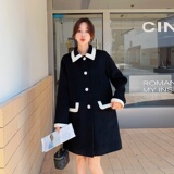 【新款现货】2023秋冬季小香风撞色毛呢大衣296A-2238-P170K258，女装毛呢外套，浙宝296A