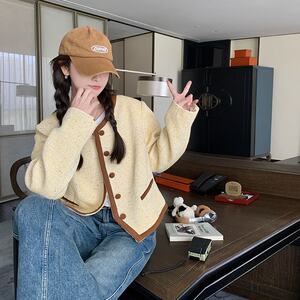 黄色法式复古小香风外套女短款2025春秋新款气质百搭显瘦早秋上衣图片