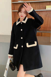 【新款现货】2023秋冬季小香风撞色毛呢大衣296A-2238-P175K258图片