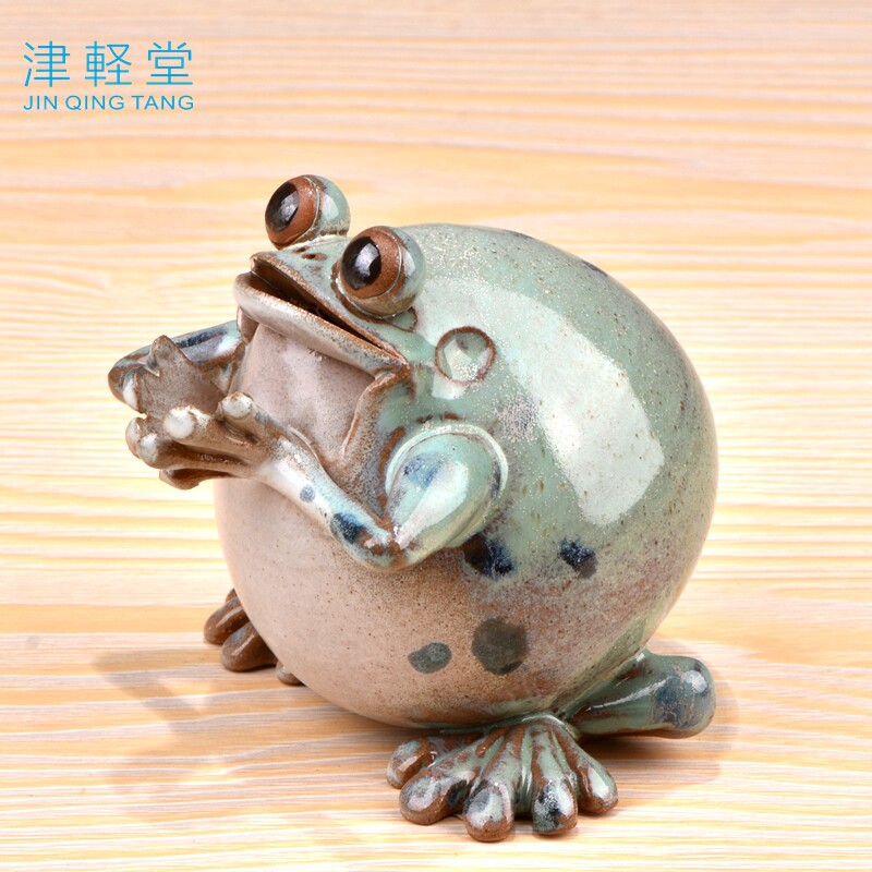 台湾陶瓷青蛙桌面摆设茶室摆件