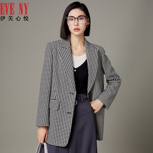 EVE‘NY/伊芙心悦秋冬新款羊毛外套宽松小个子休闲西装外套女