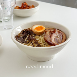 6.9英寸厚实韩式 陶瓷拌面碗汤碗饭碗 乳白系列高脚碗 moodboard