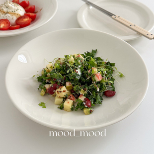 moodboard 乳白系列浅汤盘 大尺寸9.5寸韩式ins陶瓷菜盘意面西餐