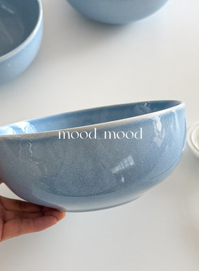moodboard 水蓝色汤碗 雪花釉清新陶瓷大容量螺蛳粉泡面沙拉8寸