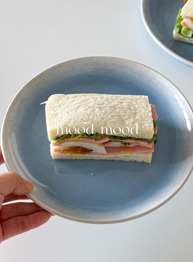 mood 水蓝色平盘 雪花釉清新陶瓷早餐甜品brunch大盘西餐