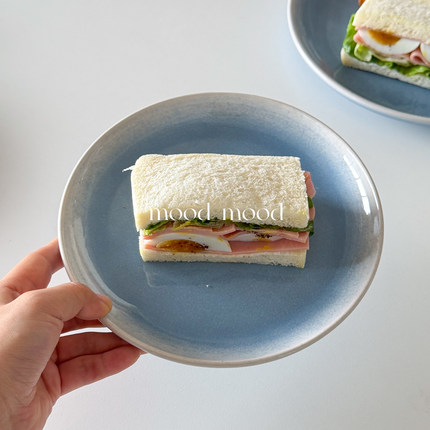 mood 水蓝色平盘 雪花釉清新陶瓷早餐甜品brunch大盘西餐
