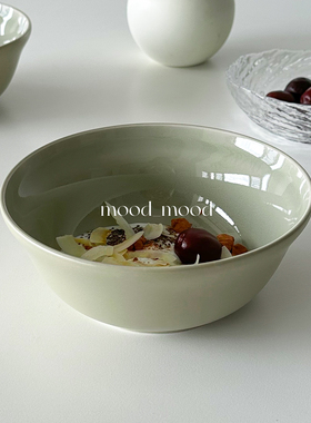 moodboard 奶绿色brunch大盘/酸奶碗 中古感甜品盘饭碗套装陶瓷