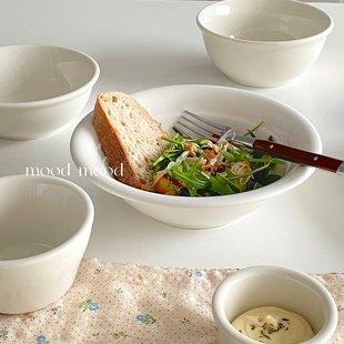 韩式 沙拉碗 ins翻边8英寸陶瓷麦片酸奶汤面碗 乳白系列 moodboard