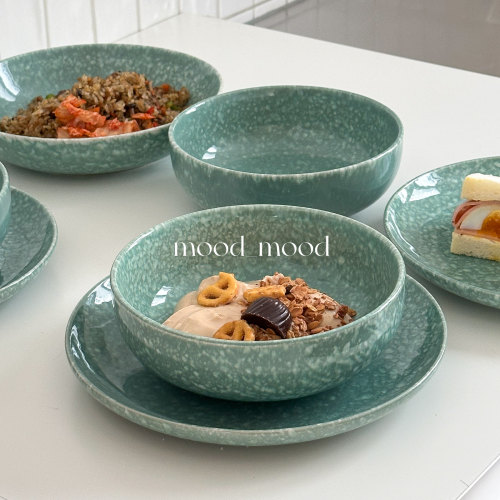 moodboard 青绿大理石泼墨餐具 韩式餐厅艺术陶瓷8寸家用汤盘西餐