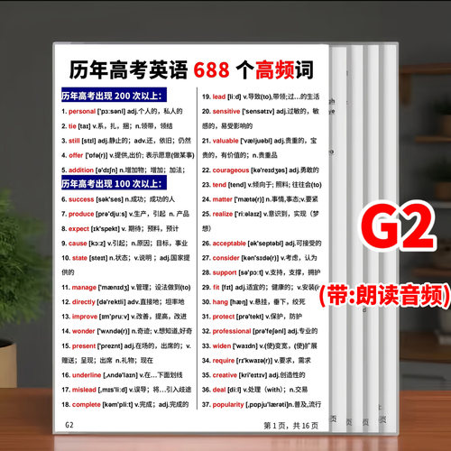 历年高考英语核心688个高频单词汇总表高中背诵记忆学习卡片闪卡