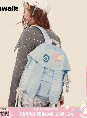 VANWALK lucky pony新款波点兔子耳朵双肩包女生出游书包轻便背包