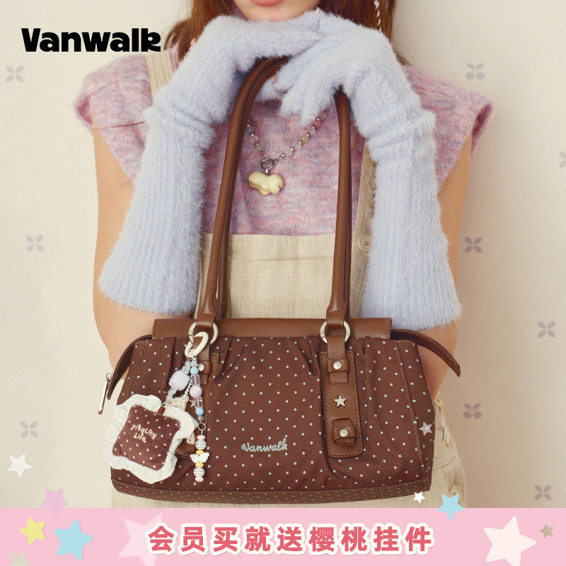 VANWALK糯米团 小众大容量波点腋下单肩托特包女通勤休闲手提包包