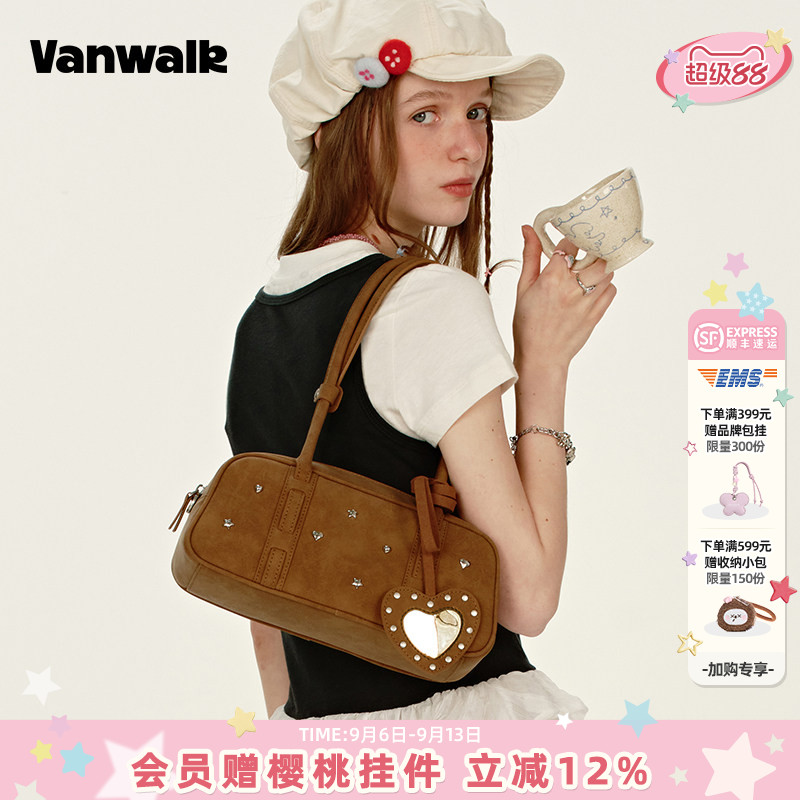 VANWALK/出走小众设计铆钉法棍包图片