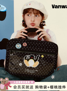 VANWALK Pingu小众设计企鹅双肩包女生ins休闲痛15.6寸手提电脑包