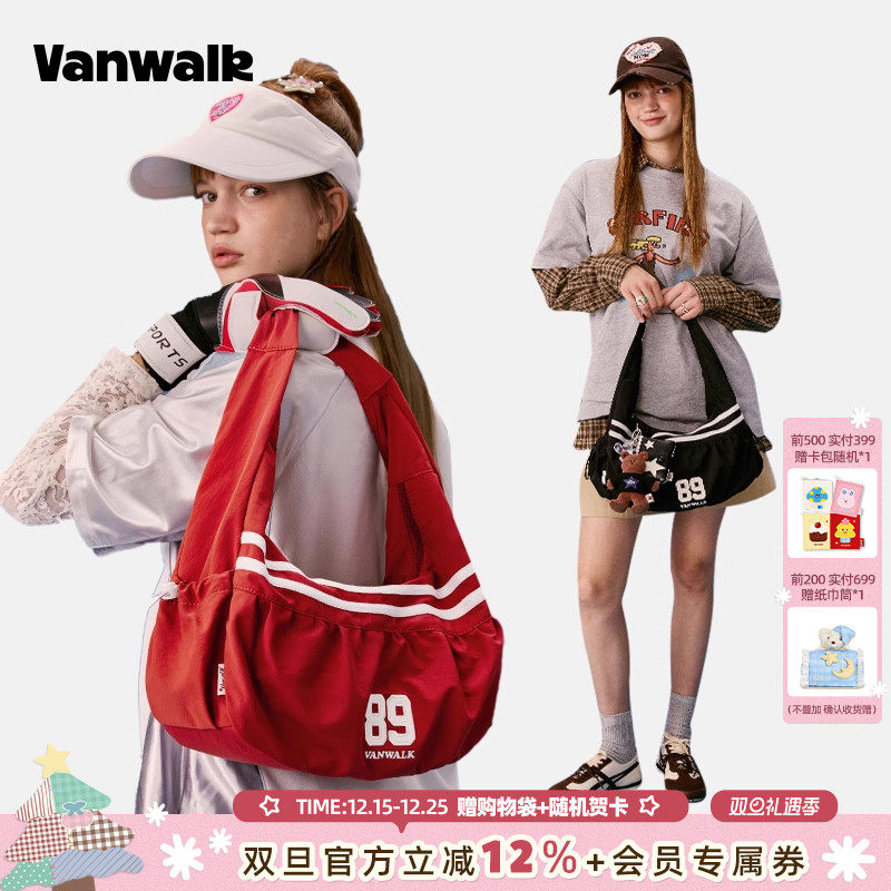 vanwalk/出走美式复古单肩饺子包