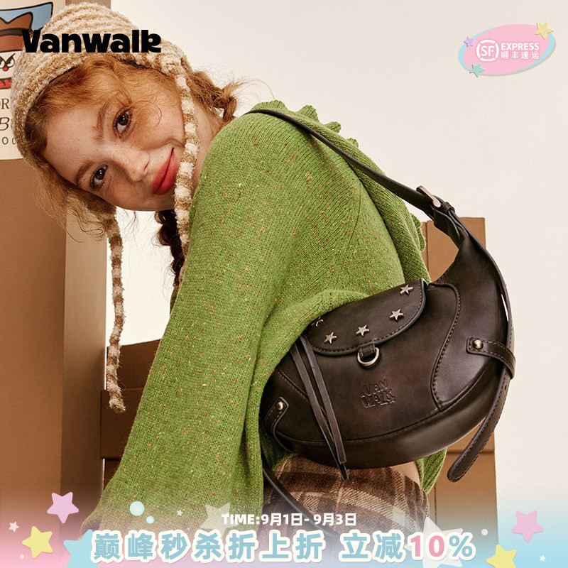 vanwalk/出走美式复古单肩斜跨包图片