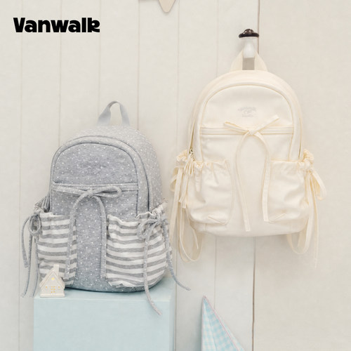 VANWALK/出走蝴蝶结波点双肩包女