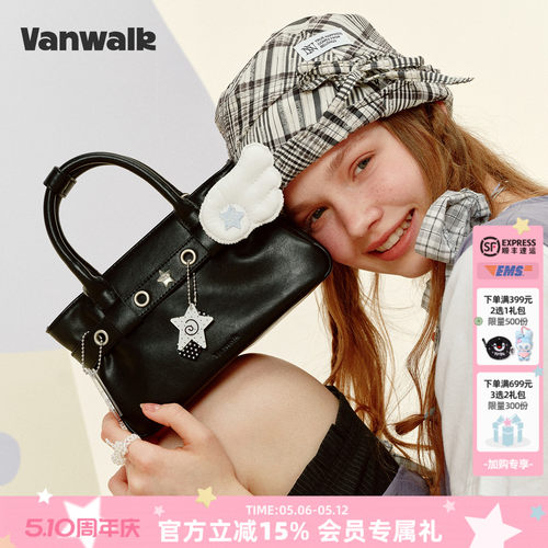VANWALK/出走女休闲pu手提机车包
