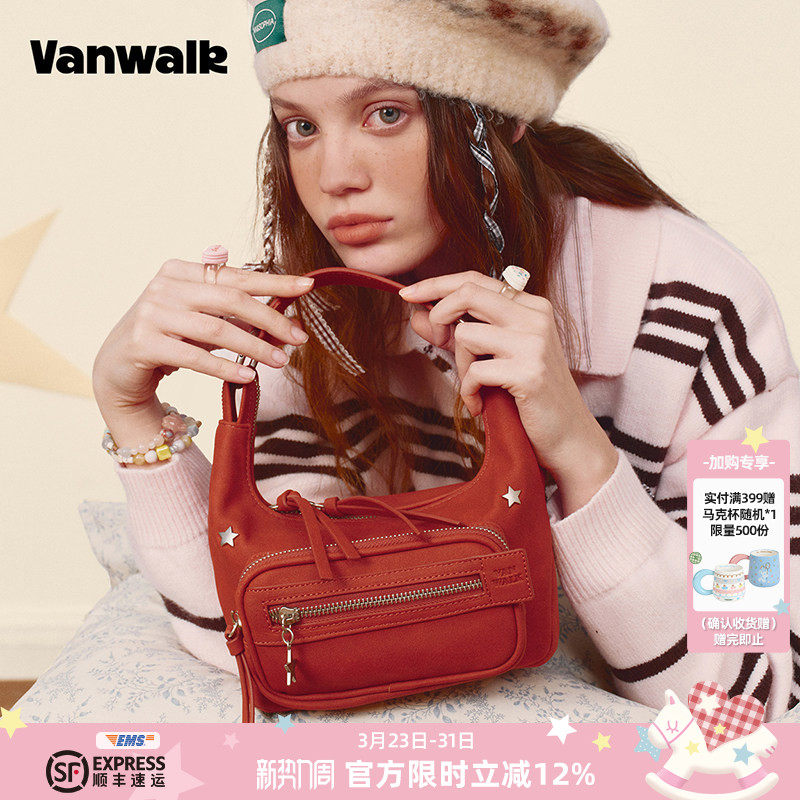 VANWALK lucky pony新款女生波点单肩斜挎包高级感