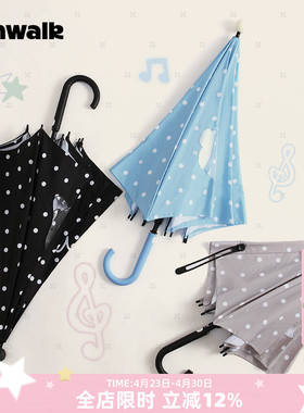 VANWALK自制可爱长柄加厚透明雨伞女便携高颜值学生波点直杆伞ins