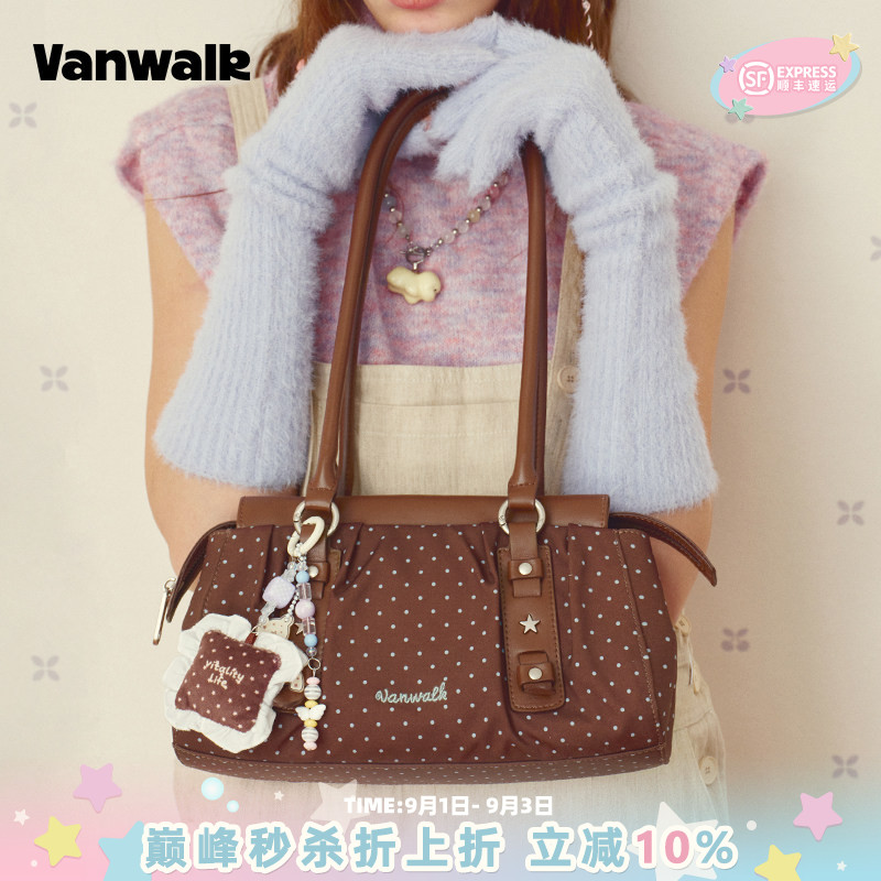 VANWALK/出走女款休闲波点单肩包图片