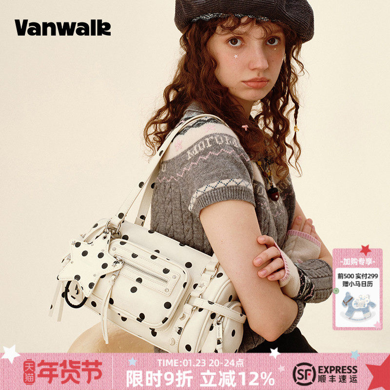 VANWALK松果部落 小众秋冬新款大容量保龄球包包女手提单肩腋下包,箱包皮具/热销女包/男包,腋下包,淘宝优惠券,粉丝福利购,淘宝优惠卷