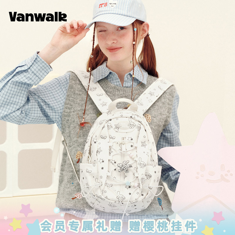 VANWALK/出走韩系小众印花双肩包图片