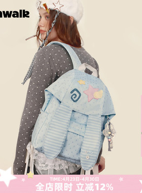 VANWALK lucky pony新款波点兔子耳朵双肩包女生出游书包轻便背包