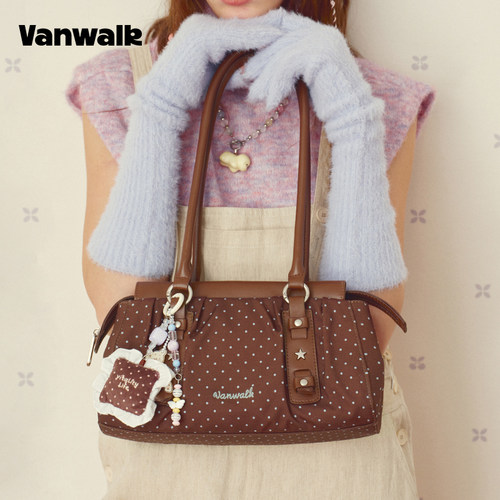 VANWALK/出走女款休闲波点单肩包