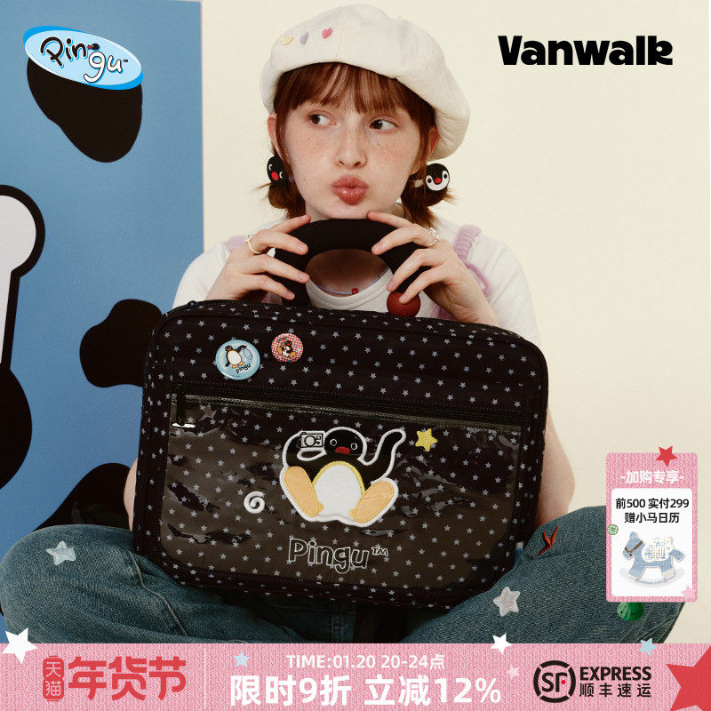 VANWALK Pingu小众设计企鹅双肩包女生ins休闲痛15.6寸手提电脑包,箱包皮具/热销女包/男包,双肩背包,淘宝优惠券,粉丝福利购,淘宝优惠卷