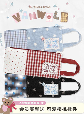 VANWALK lucky pony小众拼接设计学生笔袋女生拉链手提文具袋卡包