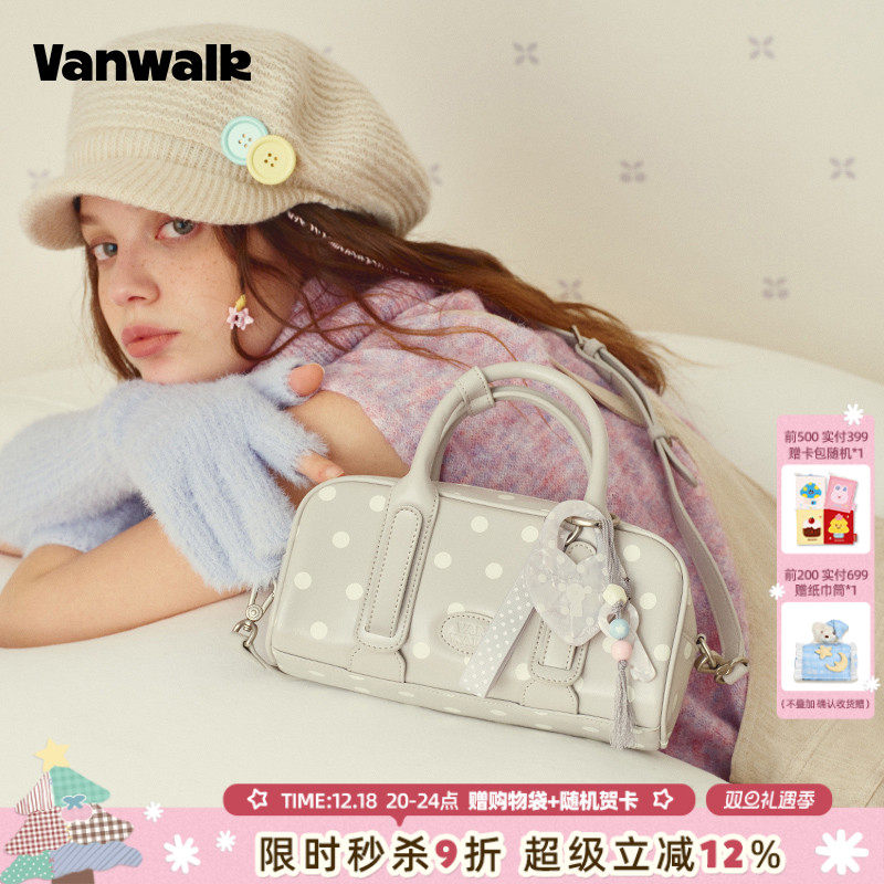 VANWALK/出走女生波点波士顿包包