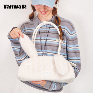 VANWALK cocoapie小众设计款复古毛绒兔耳单肩包秋冬通勤托特女包