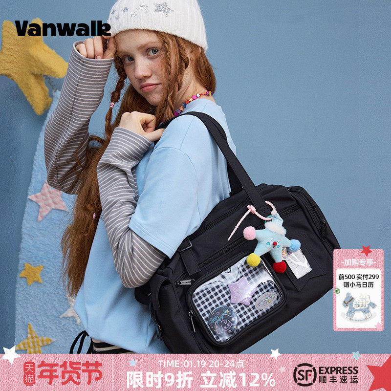 VANWALK幸运星 新款大容量旅行袋通勤痛包女轻便手提单肩斜挎包包,箱包皮具/热销女包/男包,通用款女包,淘宝优惠券,粉丝福利购,淘宝优惠卷