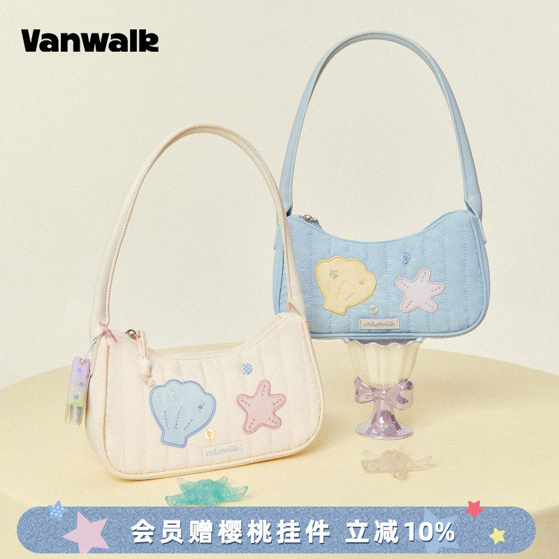 VANWALK泡泡岛 夏季少女出游单肩腋下包小众设计云朵包手提法棍包