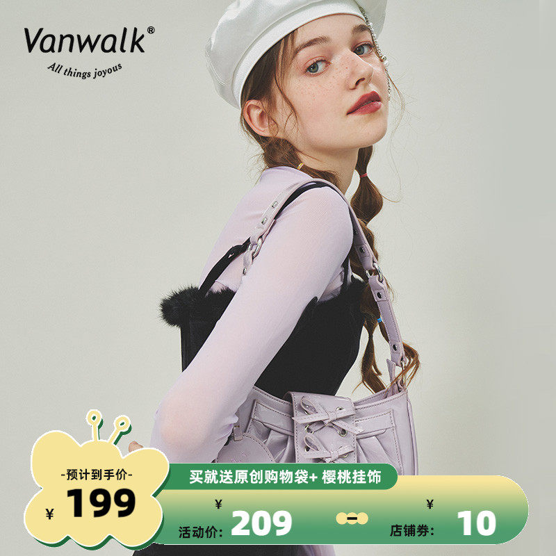 VANWALK魔法学院 原创未来感少女漆皮单肩腋下包ins爱心褶皱包