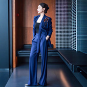 两件套 设计感重工钉珠花朵绑带西服长裤 轻奢气质女装 国风职业装