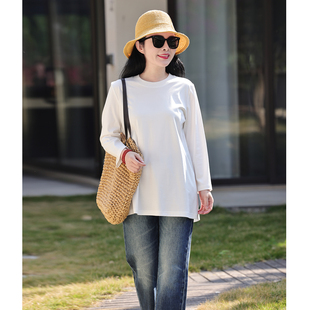 对白/十木米原创春新款长绒棉简约百搭基础款白色T恤上衣