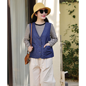 汉麻棉牛仔百搭背心马甲小外套 新款 初遇 十木米原创春季