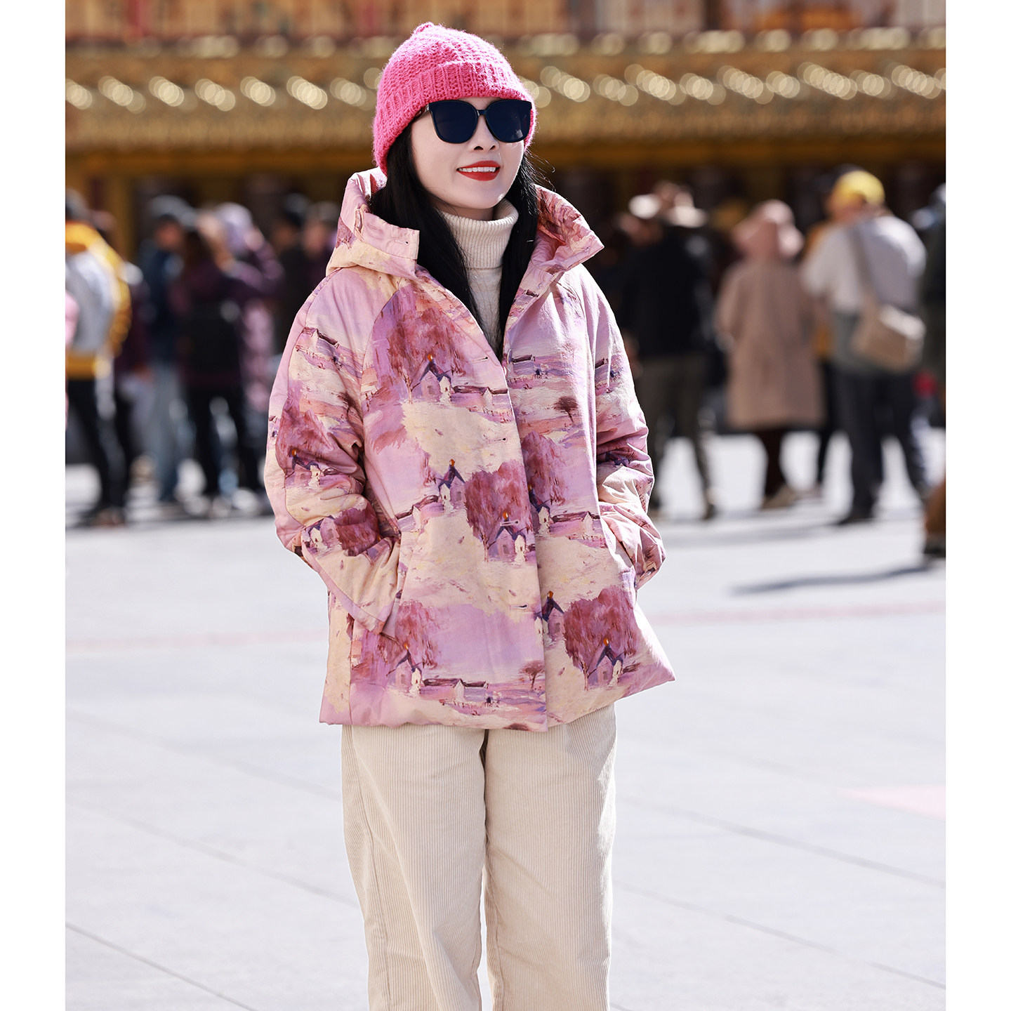 特价 世外桃源/十木米原创百分百长绒棉印花连帽加厚夹棉棉服外套