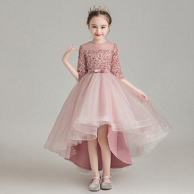 女童主持人红色公主裙小女孩洋气